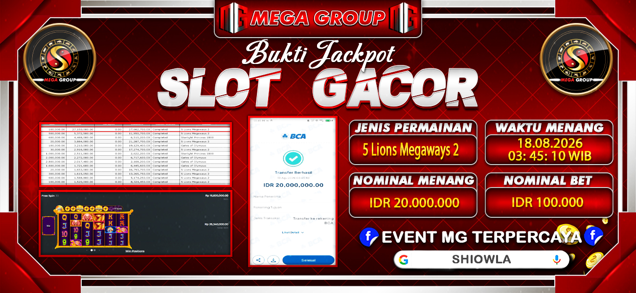 Bukti JP situs Shiowla hari Selasa, 18 Agustus 2026
