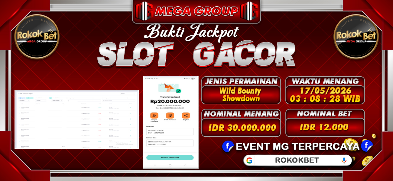 Bukti JP situs Rokokbet hari Minggu, 17 Mei 2026