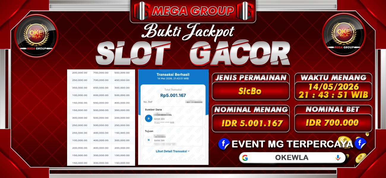 Bukti JP situs Okewla hari Kamis, 14 Mei 2026