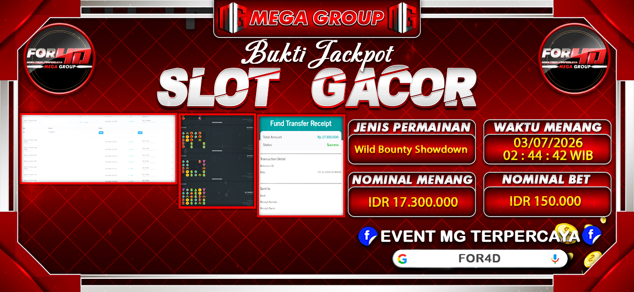 Bukti JP situs For4D hari Jumat, 03 Juli 2026