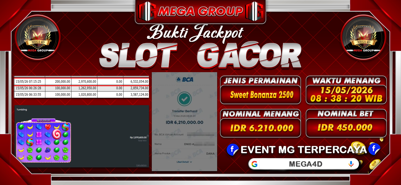 Bukti JP situs Mega4D hari Jumat, 15 Mei 2026