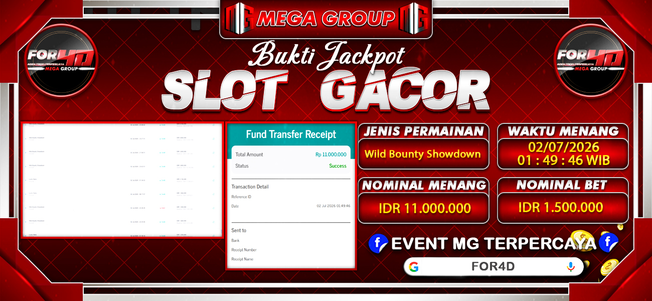 Bukti JP situs For4D hari Kamis, 02 Juli 2026