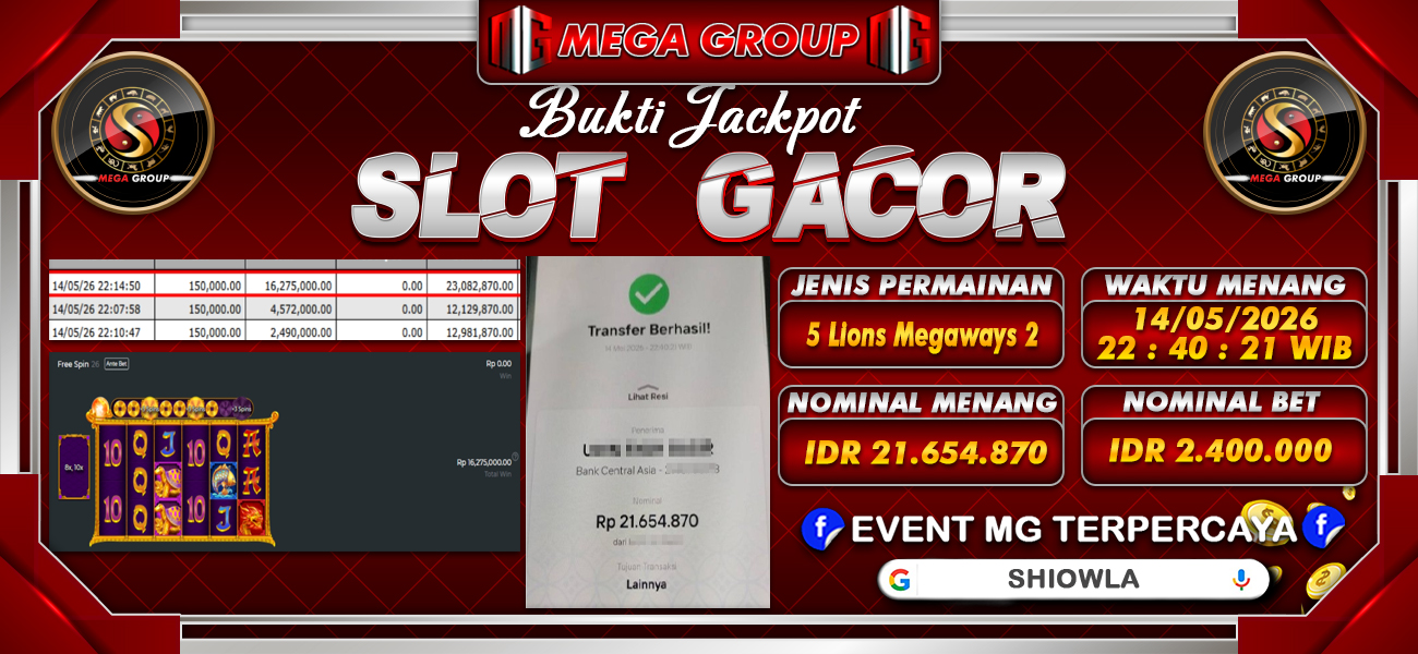 Bukti JP situs Shiowla hari Jumat, 15 Mei 2026