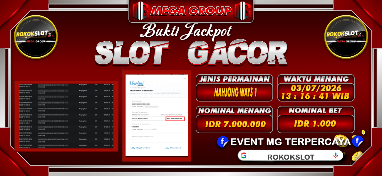 Bukti JP situs Rokokslot hari Jumat, 03 Juli 2026
