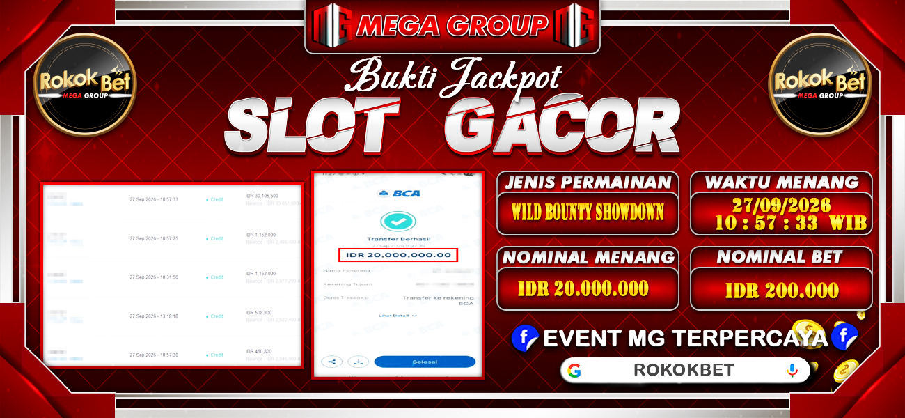 Bukti JP situs Rokokbet hari Minggu, 27 September 2026