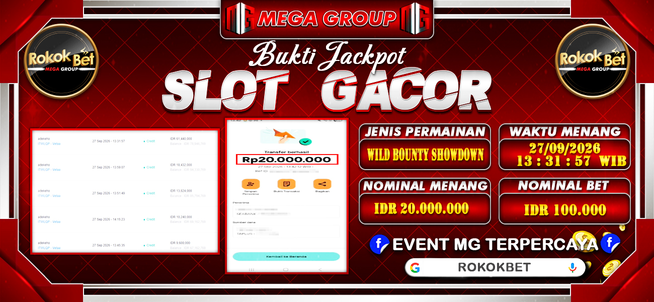 Bukti JP situs Rokokbet hari Minggu, 27 September 2026