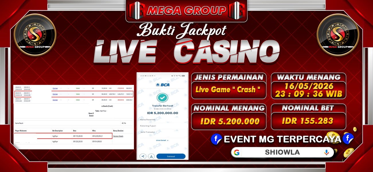 Bukti JP situs Shiowla hari Sabtu, 16 Mei 2026