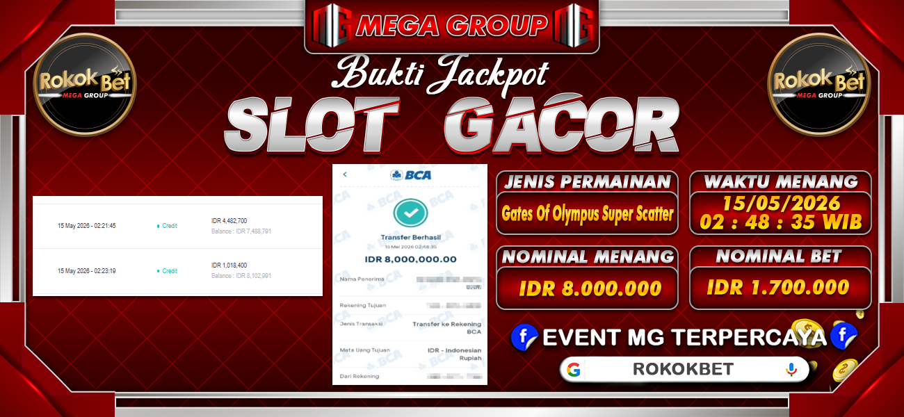Bukti JP situs Rokokbet hari Jumat, 15 Mei 2026
