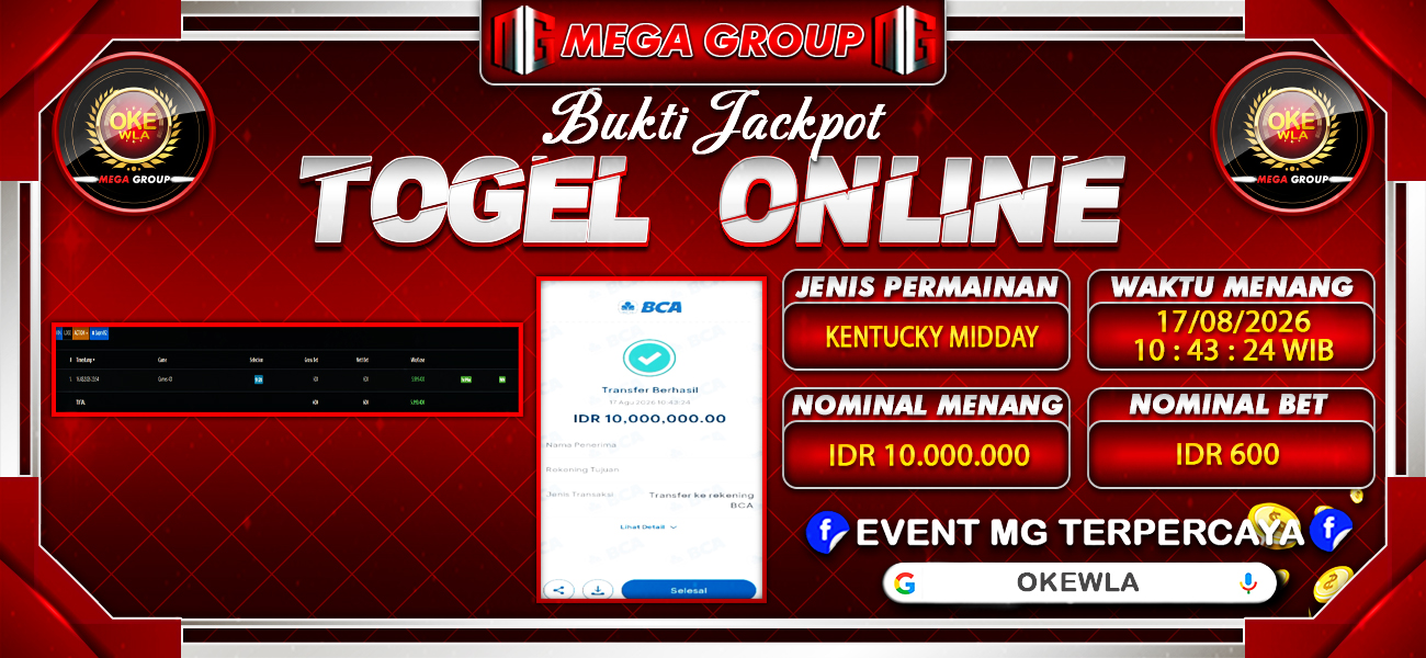 Bukti JP situs Shiowla hari Senin, 17 Agustus 2026