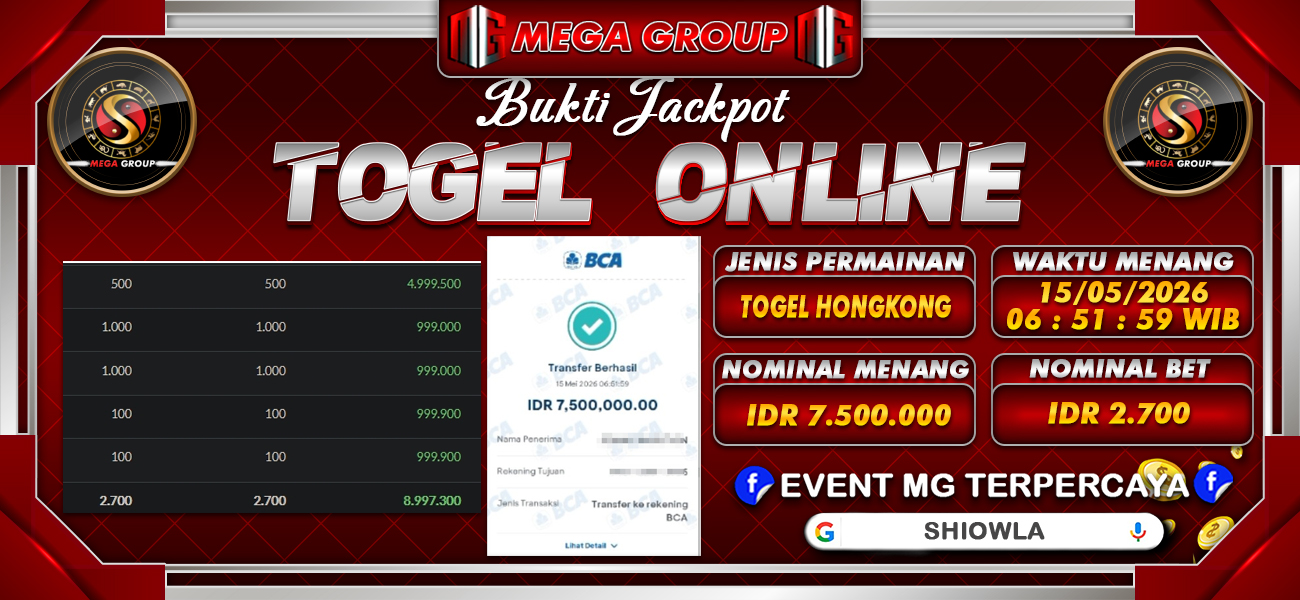 Bukti JP situs Shiowla hari Jumat, 15 Mei 2026