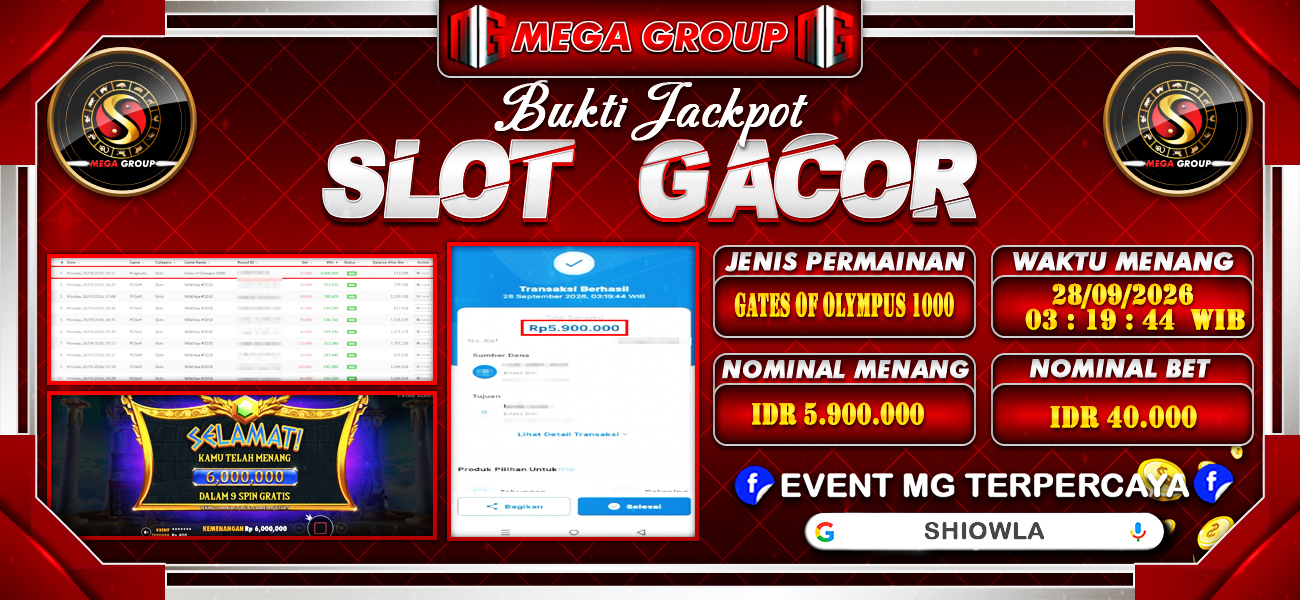 Bukti JP situs Shiowla hari Senin, 28 September 2026