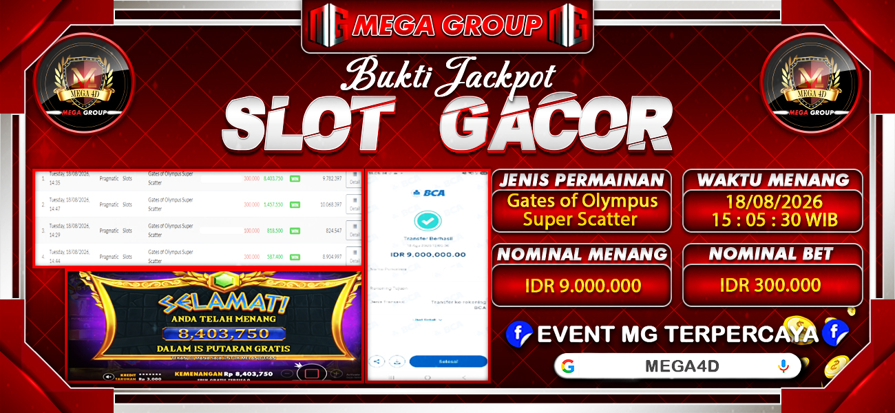 Bukti JP situs Mega4D hari Selasa, 18 Agustus 2026