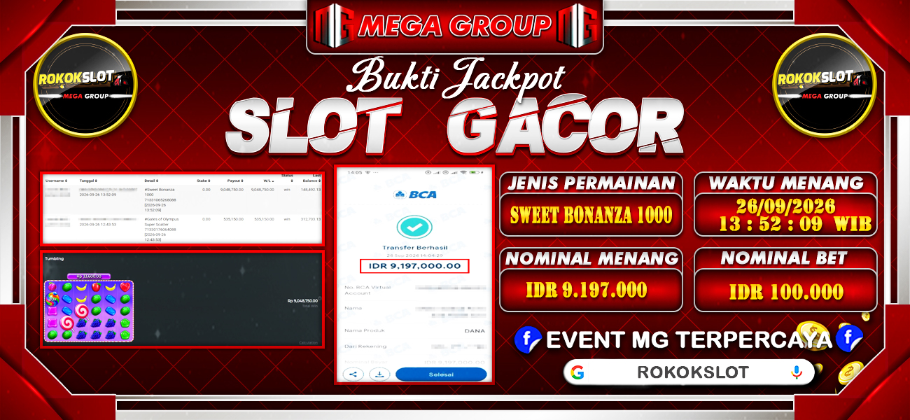Bukti JP situs Rokokslot hari Sabtu, 26 September 2026