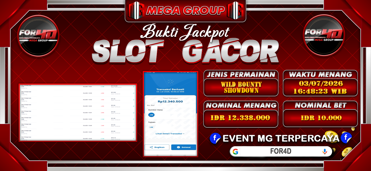Bukti JP situs For4D hari Jumat, 03 Juli 2026