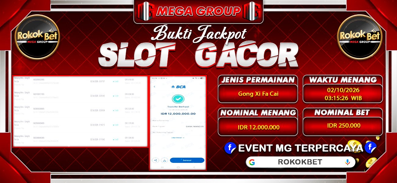 Bukti JP situs Rokokbet hari Senin, 02 November 2026
