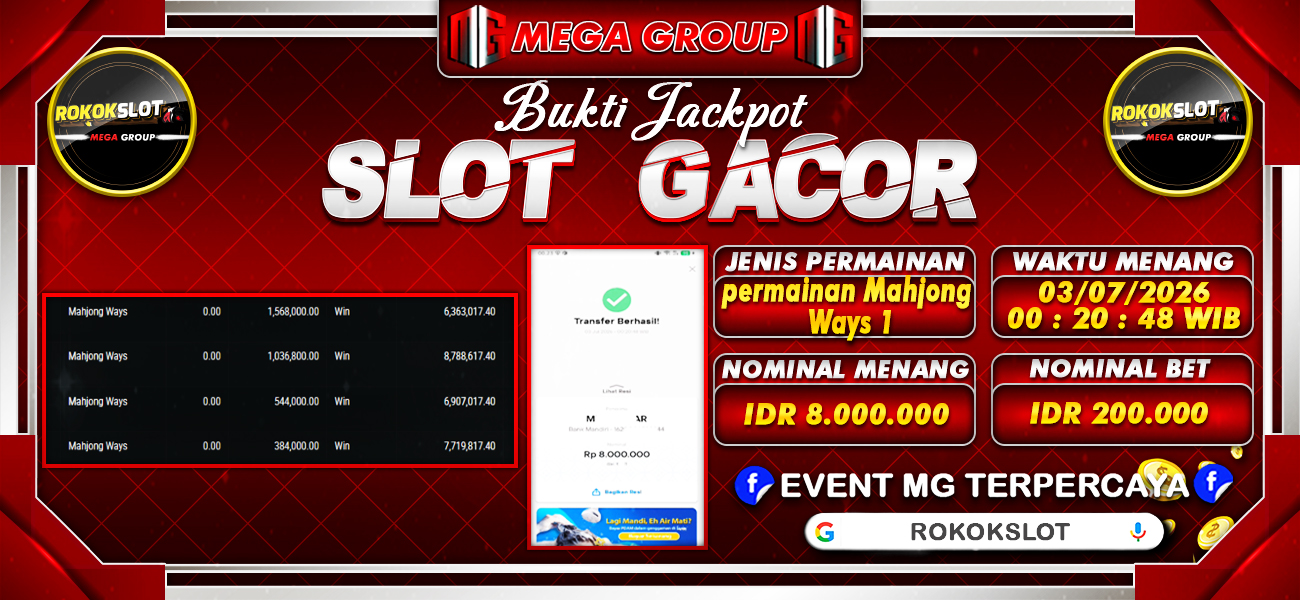 Bukti JP situs Rokokslot hari Jumat, 03 Juli 2026