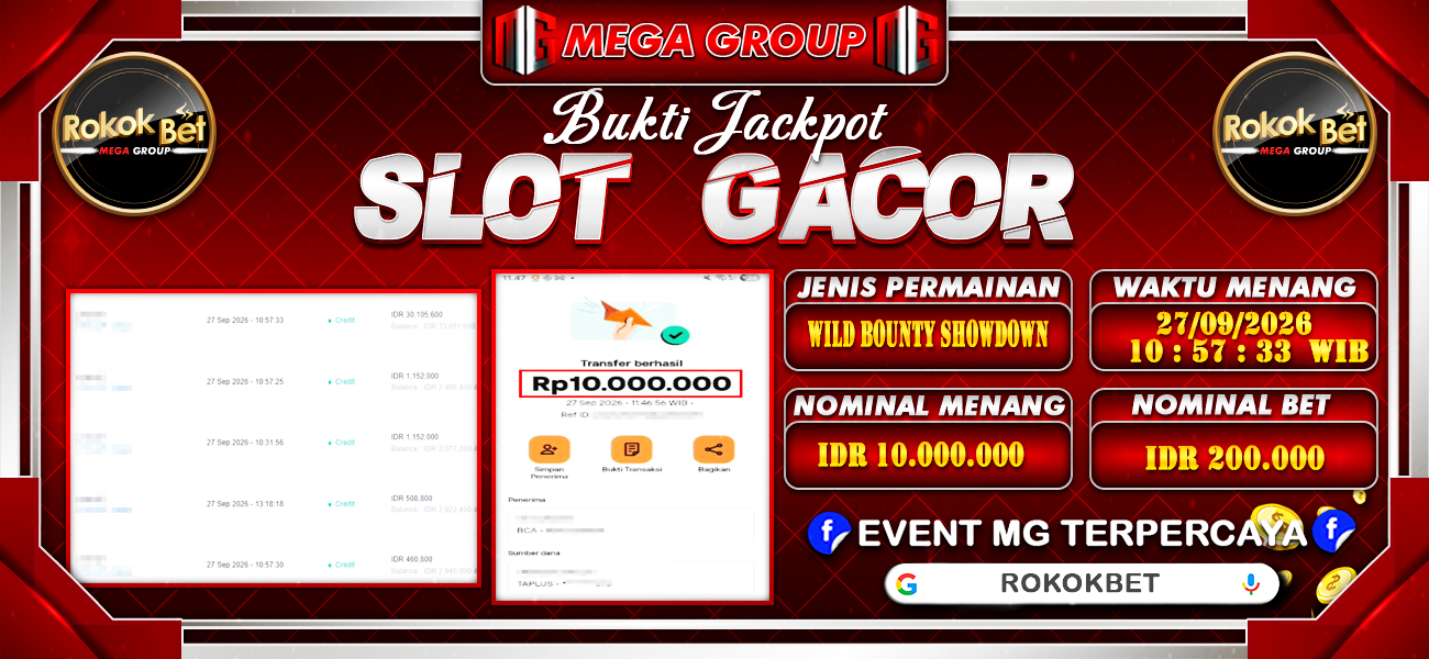 Bukti JP situs Rokokbet hari Minggu, 27 September 2026