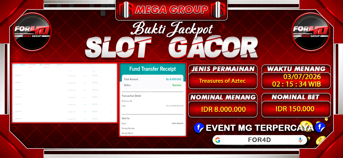 Bukti JP situs For4D hari Jumat, 03 Juli 2026