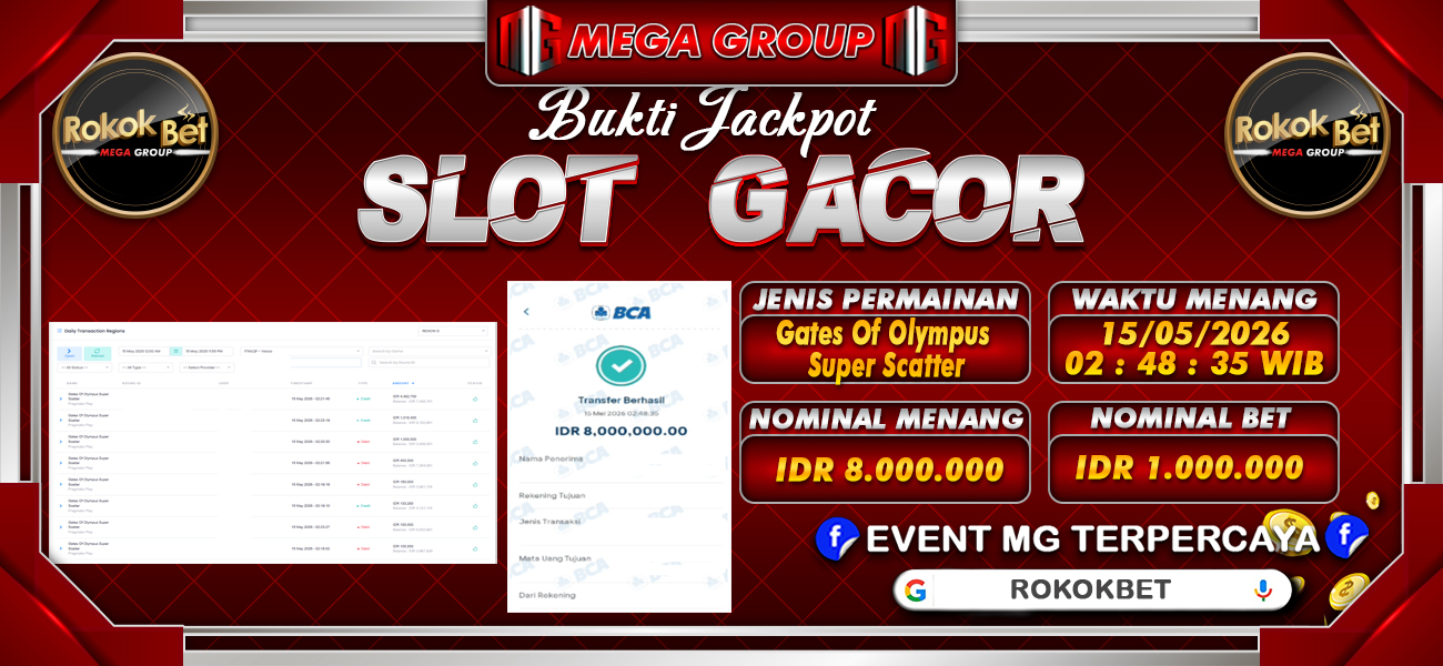 Bukti JP situs Rokokbet hari Jumat, 15 Mei 2026