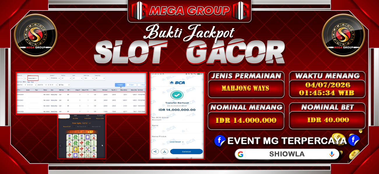 Bukti JP situs Shiowla hari Sabtu, 04 Juli 2026