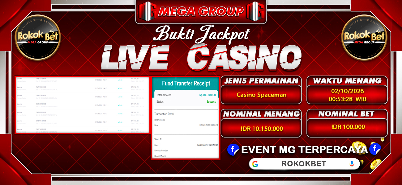Bukti JP situs Rokokbet hari Jumat, 02 Oktober 2026