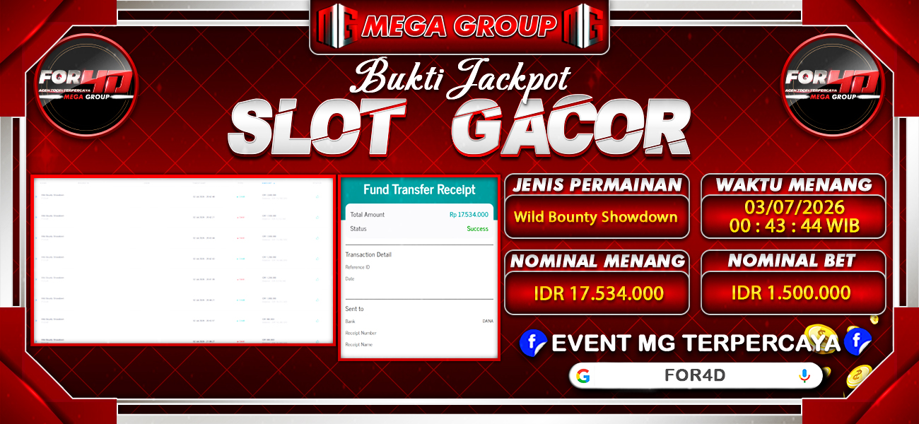 Bukti JP situs For4D hari Jumat, 03 Juli 2026
