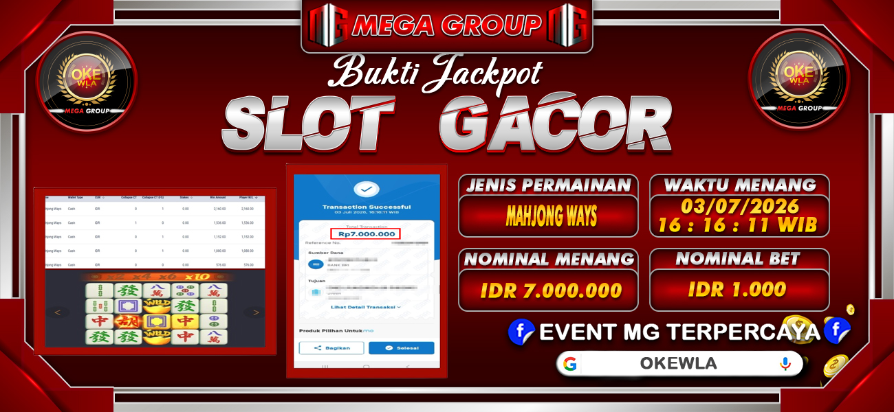 Bukti JP situs Okewla hari Jumat, 03 Juli 2026