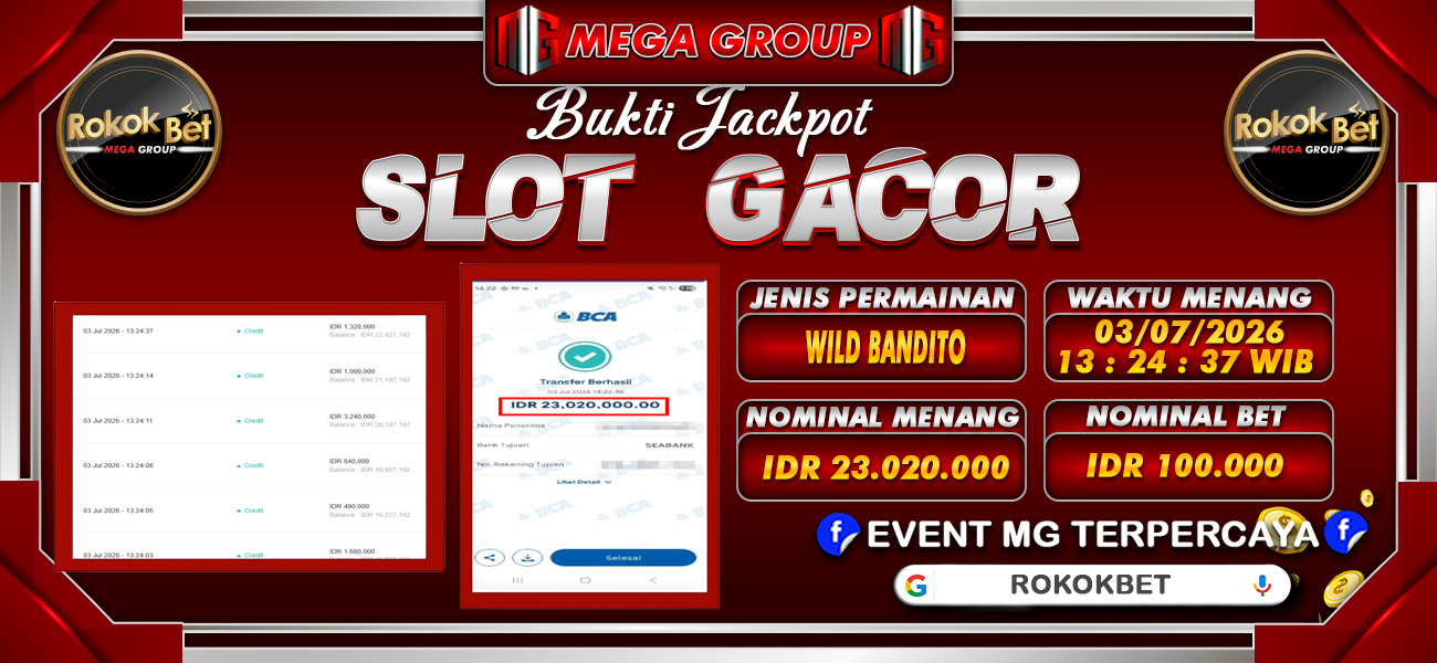 Bukti JP situs Rokokbet hari Jumat, 03 Juli 2026