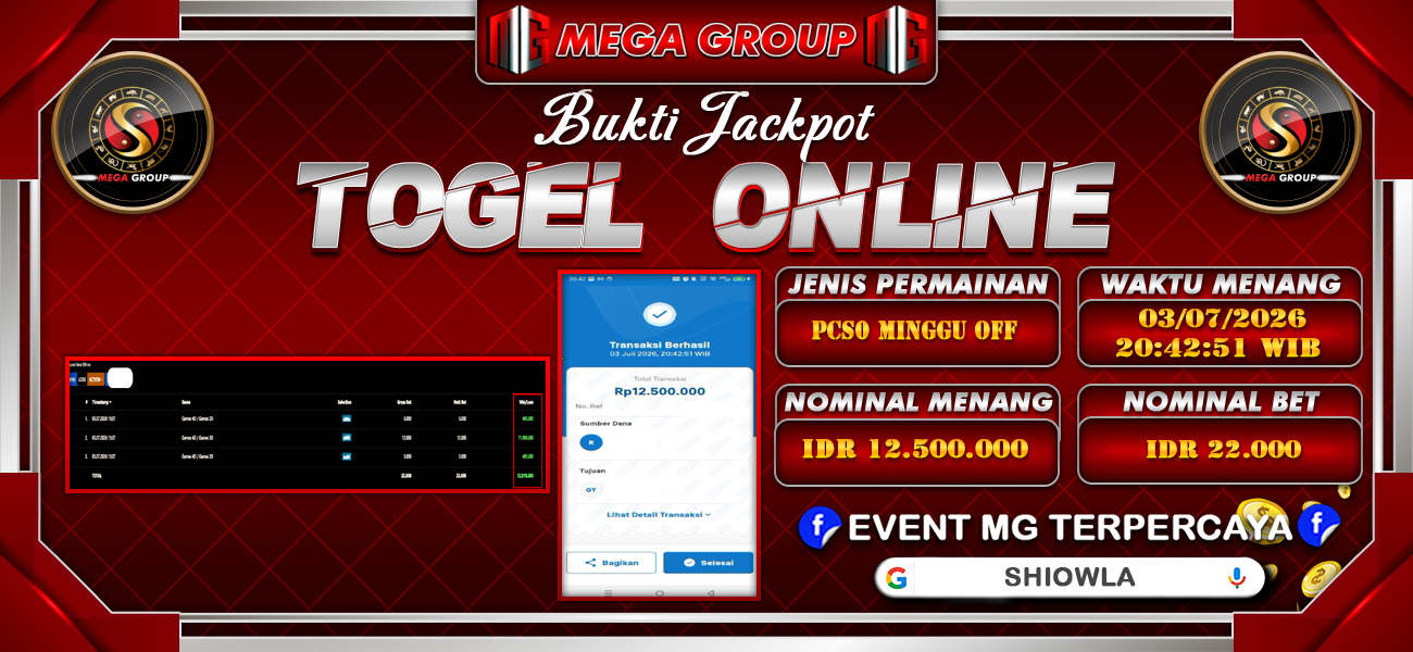 Bukti JP situs Shiowla hari Jumat, 03 Juli 2026