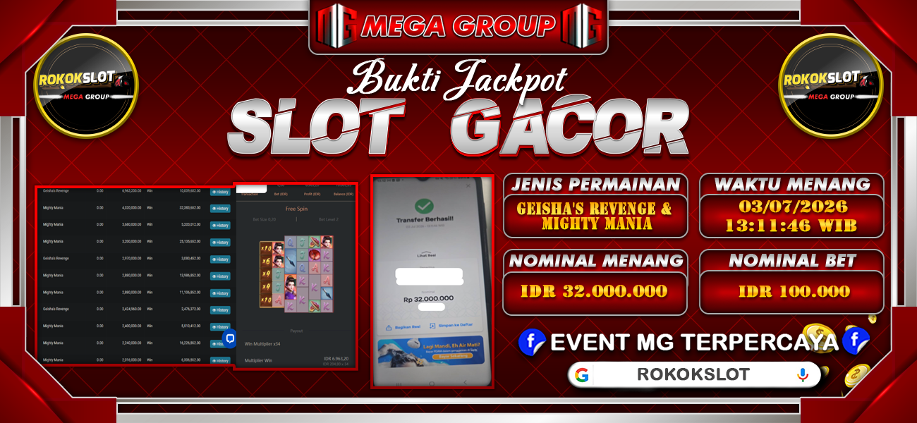 Bukti JP situs Rokokslot hari Jumat, 03 Juli 2026
