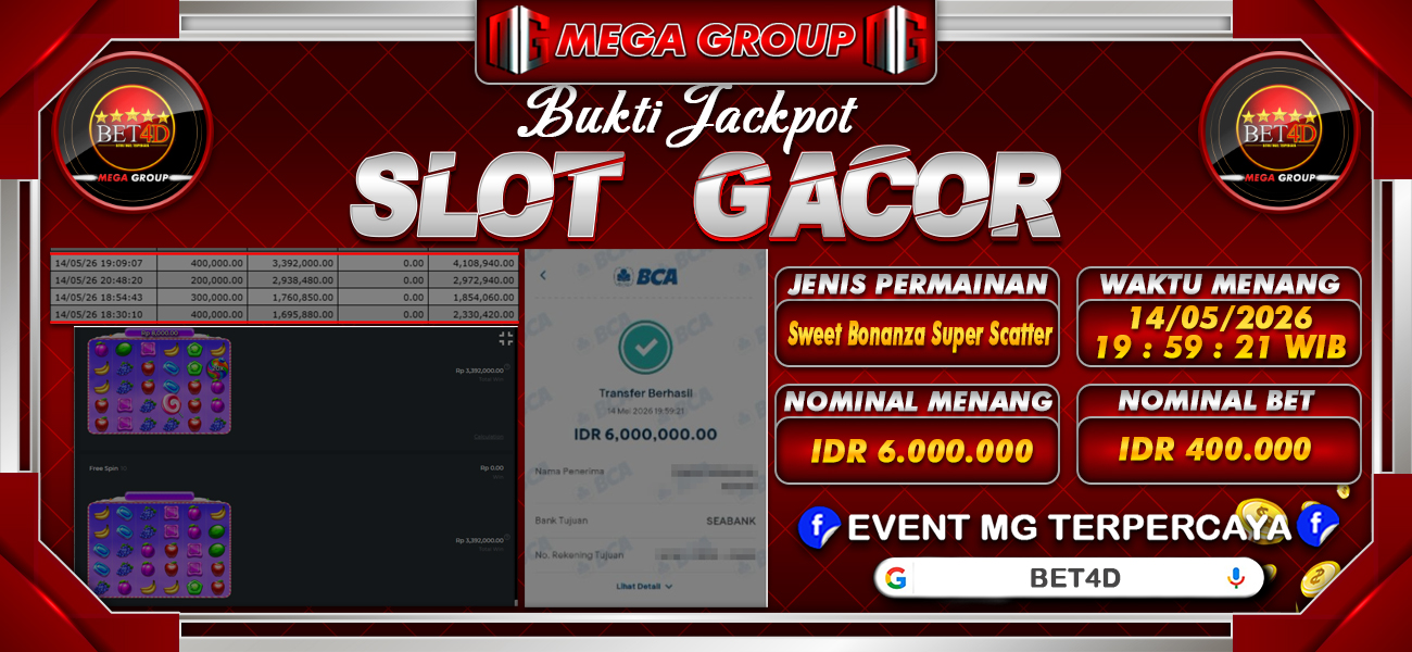 Bukti JP situs Bet4D hari Kamis, 14 Mei 2026