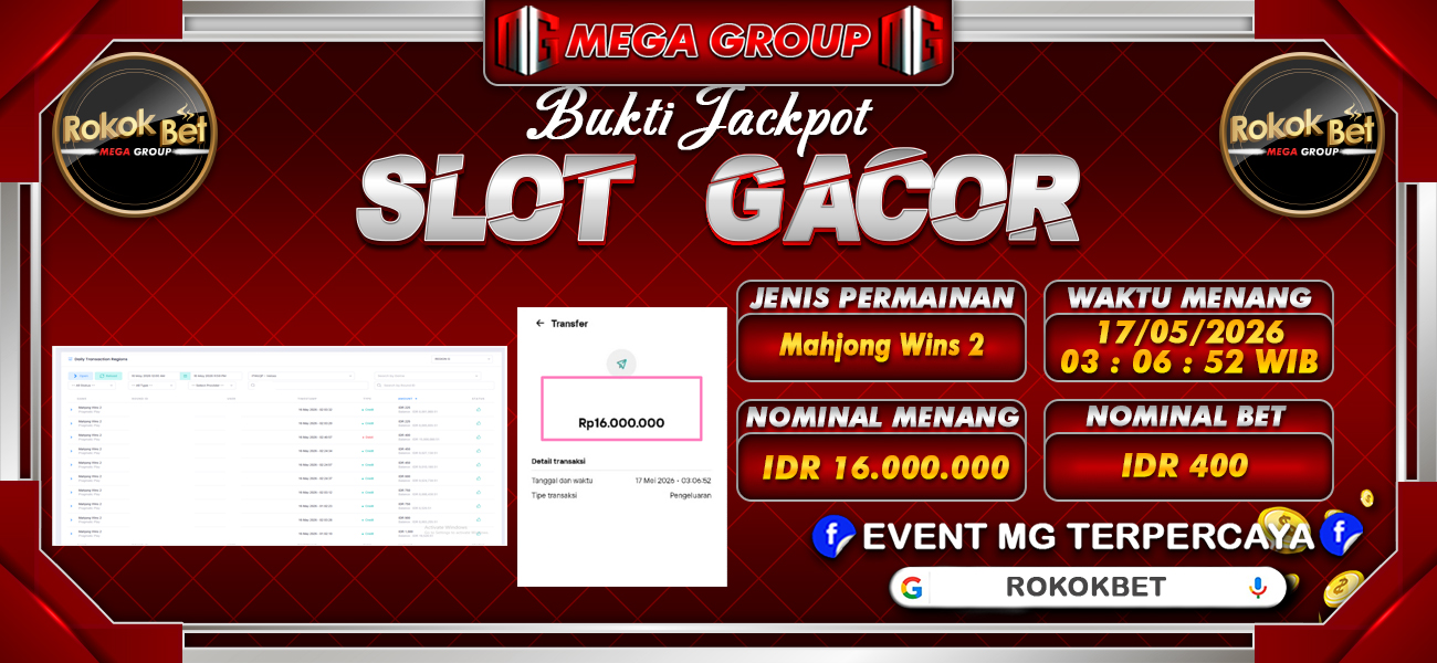 Bukti JP situs Rokokbet hari Minggu, 17 Mei 2026