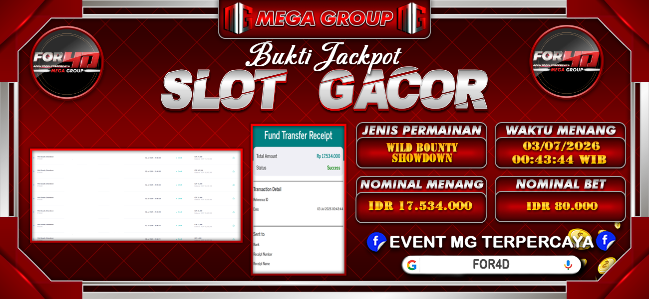 Bukti JP situs For4D hari Jumat, 03 Juli 2026