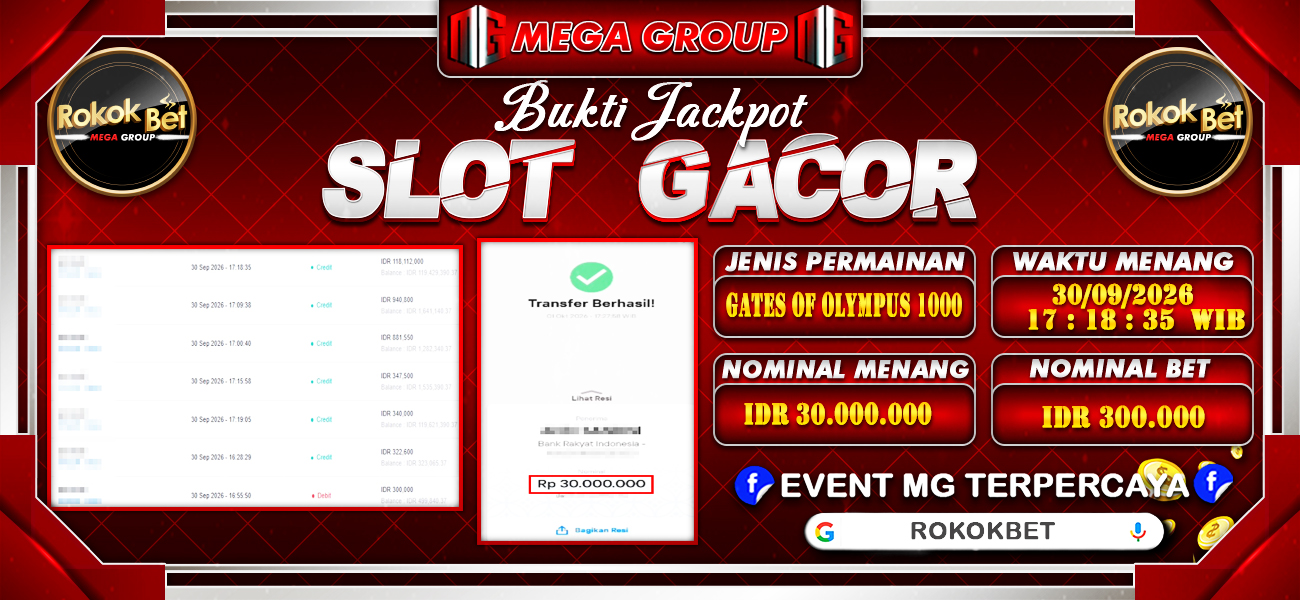 Bukti JP situs Rokokbet hari Rabu, 30 September 2026