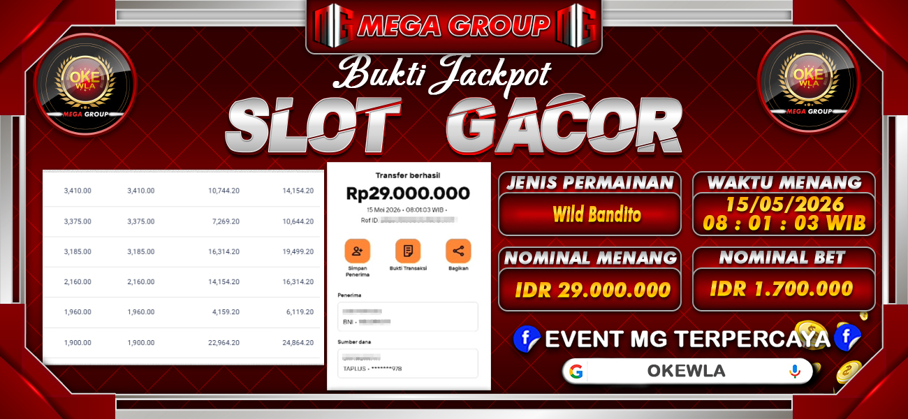 Bukti JP situs Okewla hari Jumat, 15 Mei 2026
